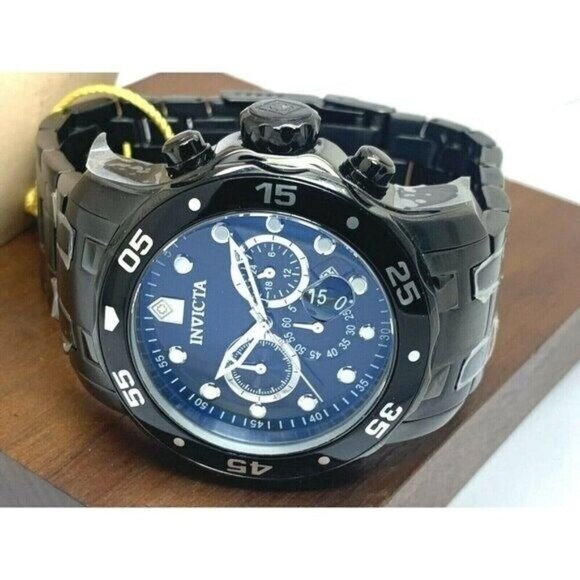 Invicta Men's Watch 0076 Pro Diver Quartz Chronograph Black Stainless Steel - Picture 9 of 12